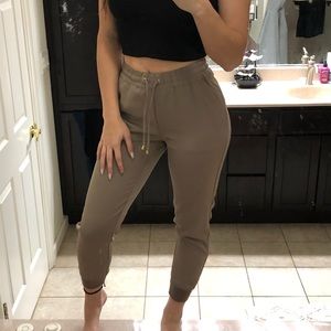 Tan dress pant joggers